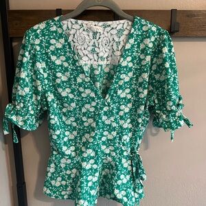 Meraki Green Floral Blouse